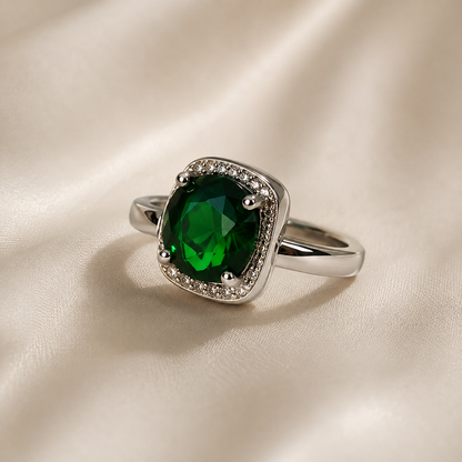 Green Gem Elegance Ring - Free Size