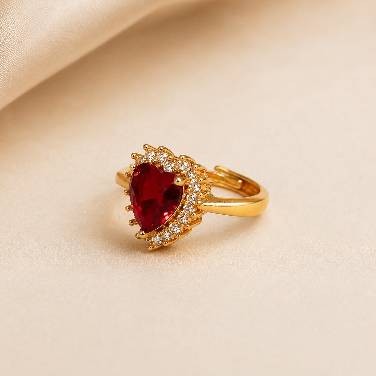 Heart of Elegance Ring Red Stone - Free Size