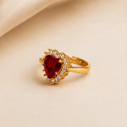 Heart of Elegance Ring Red Stone - Free Size