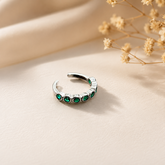 Emerald Stacking Ring for Women –  Sterling Silver Green Gemstone Ring