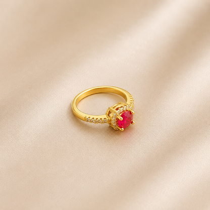 Ruby Royal Ring for Women – Gold-Tone Ruby Gemstone Statement Ring