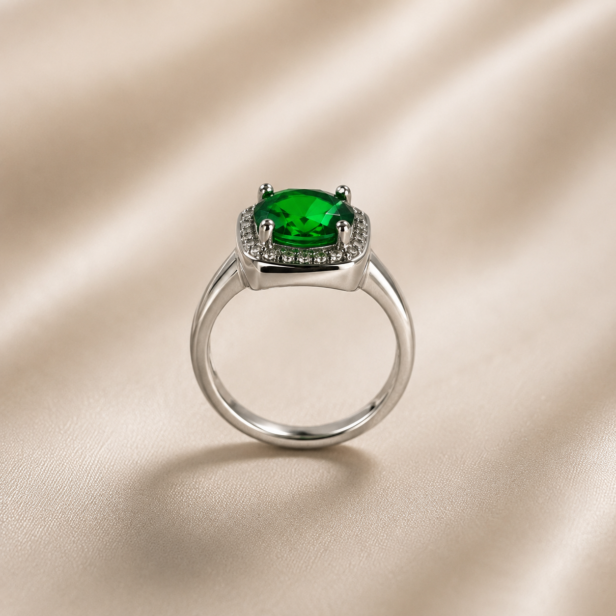 Green Gem Elegance Ring - Free Size