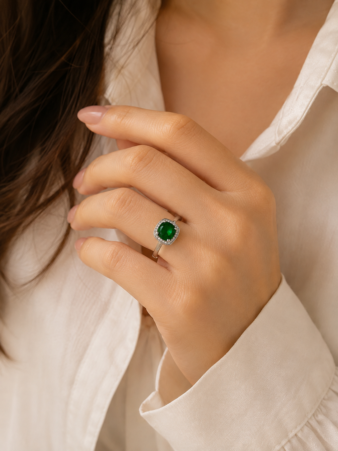 Green Gem Elegance Ring for Women – Sterling Silver Green Gemstone Ring